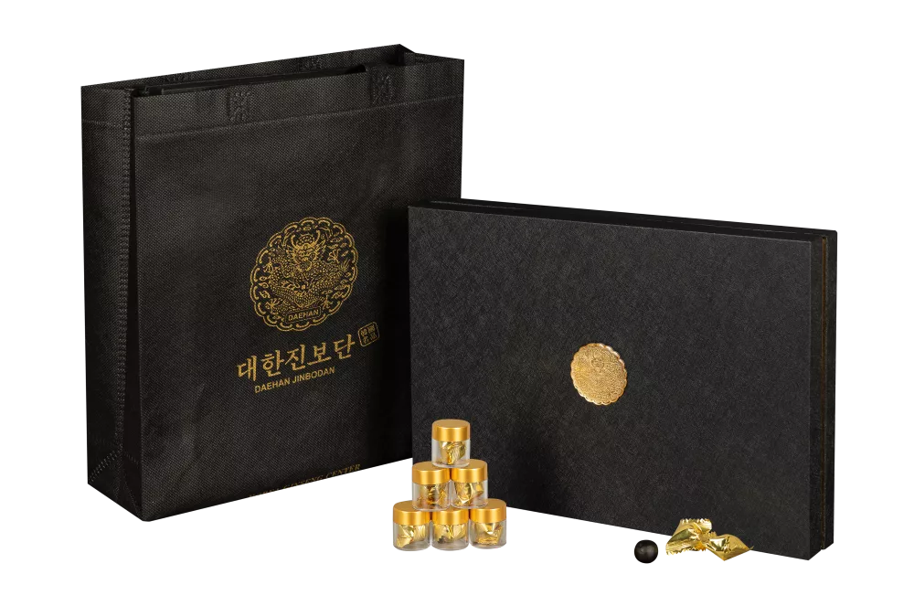 Hình Ảnh Chi Tiết An Cung Chính Phủ Hàn Quốc Rồng Vàng Daehan Jinbodan 3,75g x 60 Viên