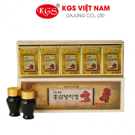 Cao hồng sâm linh chi hộp gỗ KGS Hàn Quốc 150g