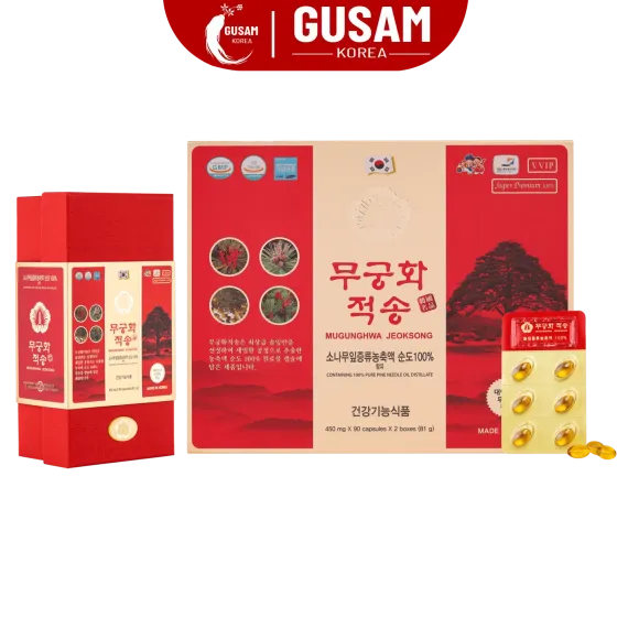Tinh Dầu Thông Đỏ Chính Phủ MUGUNGHWA JEOKSONG 450mg x 180 Viên Tinh Dầu Thông Đỏ Chính Phủ MUGUNGHWA JEOKSONG 450mg x 180 Viên