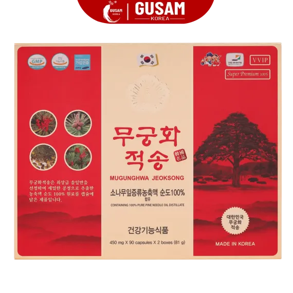 Tinh Dầu Thông Đỏ Chính Phủ MUGUNGHWA JEOKSONG 450mg x 180 Viên Tinh Dầu Thông Đỏ Chính Phủ MUGUNGHWA JEOKSONG 450mg x 180 Viên