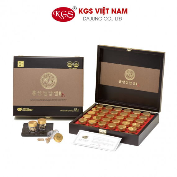 Viên hồng sâm G3 KGS Hàn Quốc hộp gỗ 90 viên