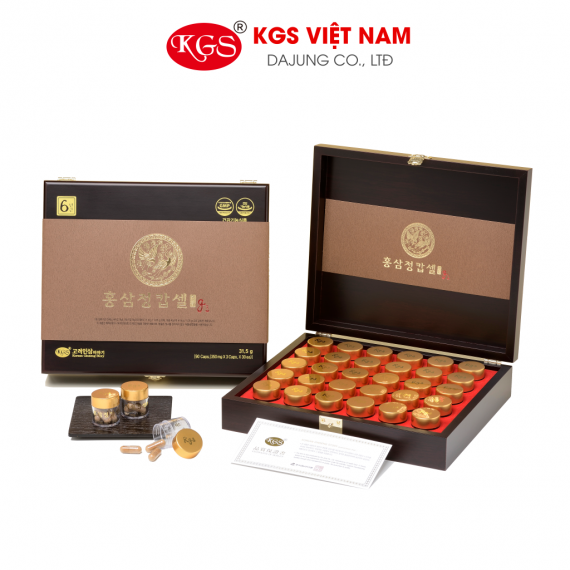 Viên hồng sâm G3 KGS Hàn Quốc hộp gỗ 90 viên