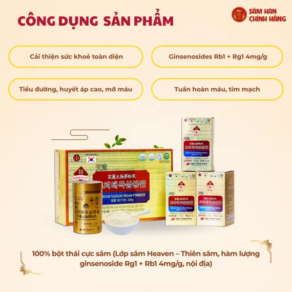 Bột thái cực sâm( Thiên Sâm) Daedong 100g x 30 lọ