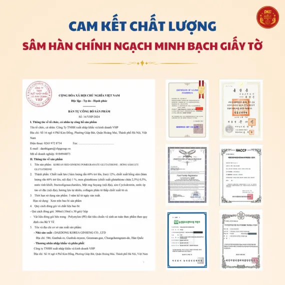 Nước hồng sâm Collagen Lựu Glutathione 10ml x 30 gói
