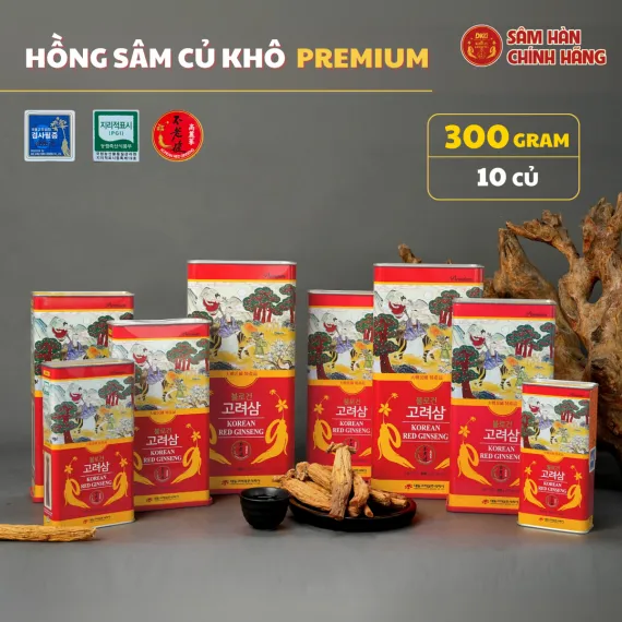 Hồng Sâm Củ Khô Daedong Nguyên Củ Premium 300g (10 Củ)