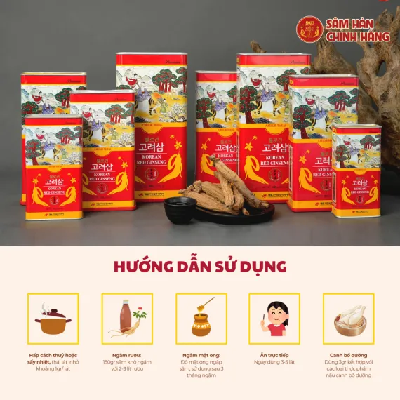 Hồng Sâm Củ Khô Daedong Nguyên Củ Premium 300g (10 Củ)