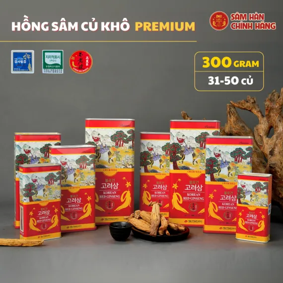 Hồng Sâm Củ Khô Daeadong Nguyên Củ Premium 300g (31-50 Củ)