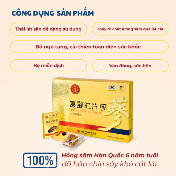 Hồng sâm khô cắt lát Daedong 20g x 10 hộp