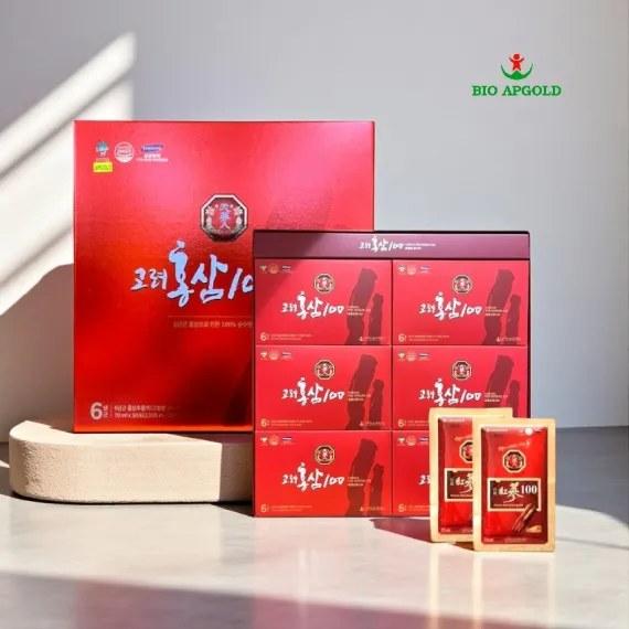 Nước hồng sâm nguyên chất không đường Bio Apgold 70ml x 30 gói