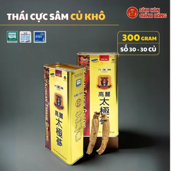 Thái cực sâm củ khô Daedong 300g số 30( hộp 30 củ)