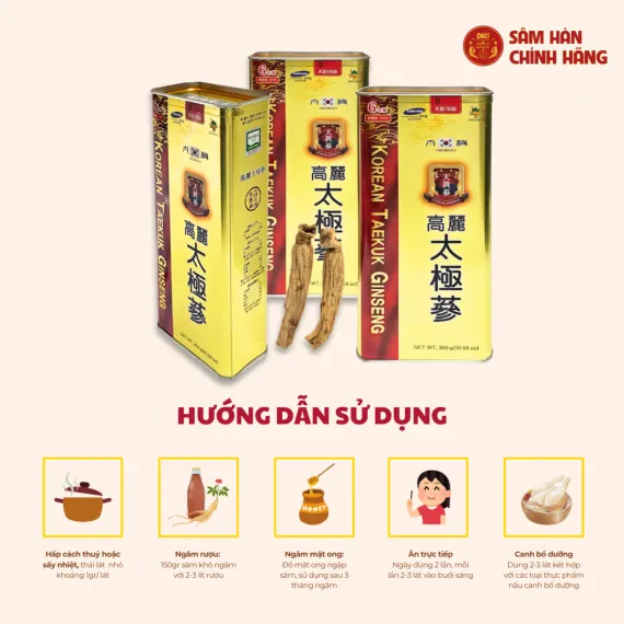 Thái cực sâm củ khô Daedong 300g số 30( hộp 30 củ)
