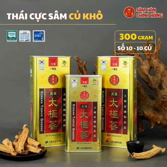 Thái cực sâm củ khô Daedong 300g số 10( hộp 10 củ)