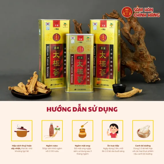 Thái cực sâm củ khô Daedong 300g số 10( hộp 10 củ)