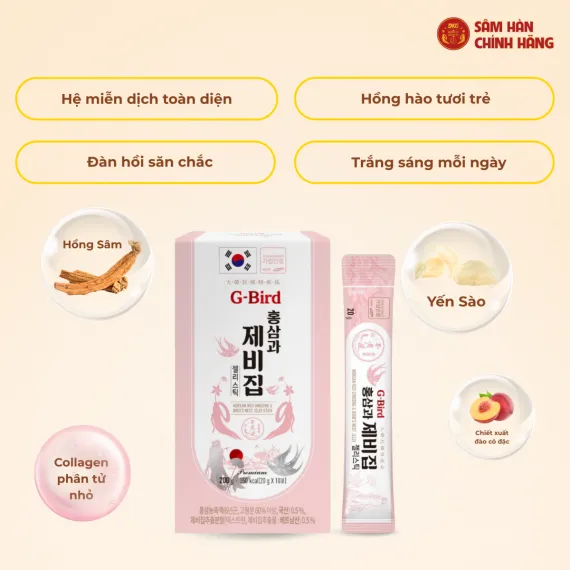 Thạch hồng sâm yến sào G-BIRD Daedong 20g x 30 gói
