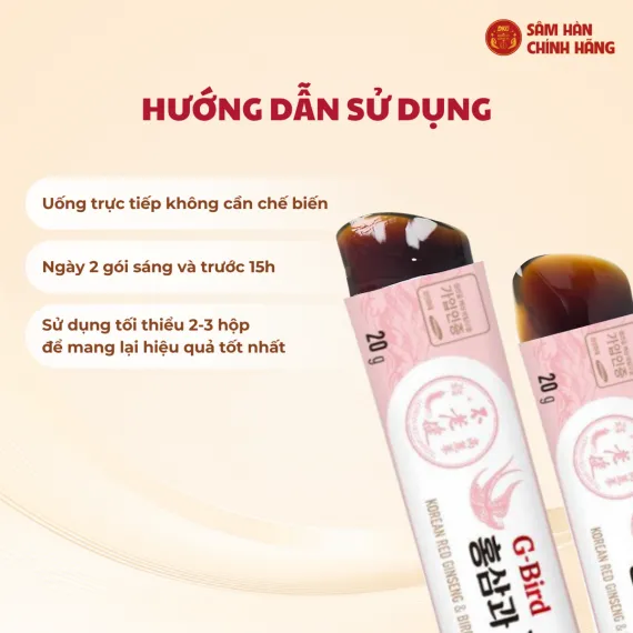 Thạch hồng sâm yến sào G-BIRD Daedong 20g x 30 gói