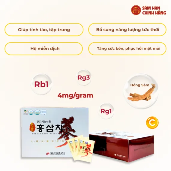 Trà hồng sâm Daedong 3g x 100 gói Trà hồng sâm Daedong 3g x 100 gói
